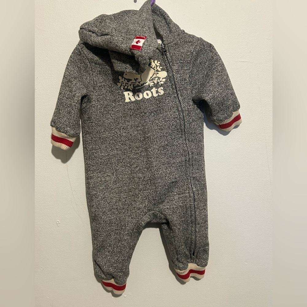 Roots Charcoal salt and pepper Kids Footie One Piece